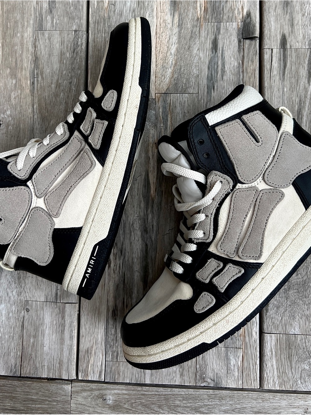 Amiri Women's 2023 Skel Top High 'Black Alabaster' Sneakers
